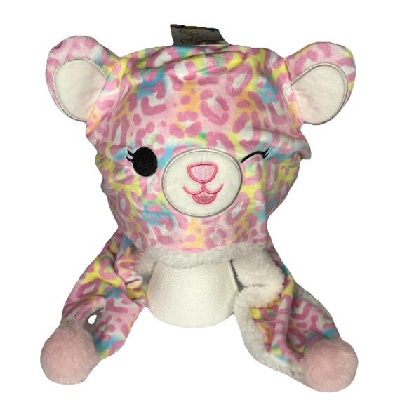 Squishmallow Michela Earflap Hat Pink Leopard Girl’s Beanie One Size - Picture 11 of 11